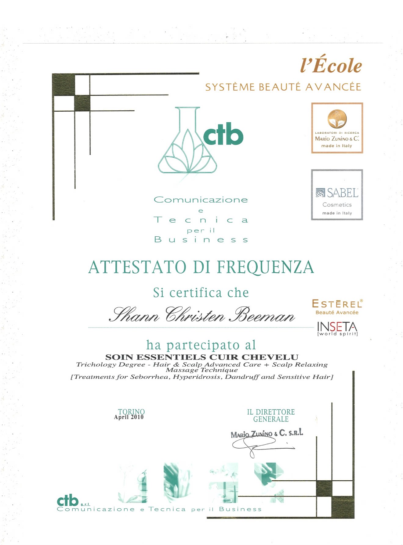 Attestato di Frequenza - Advanced scalp treatments
