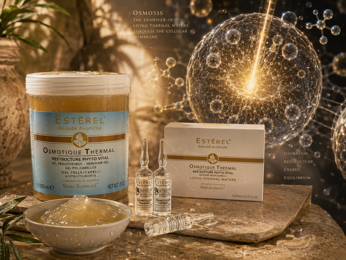 Osmotique Thermal gel and ampoules in the House treatment ritual