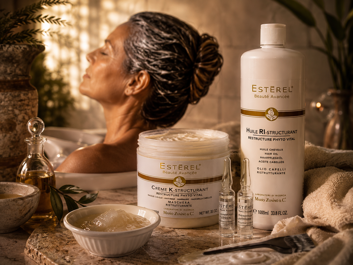 Huile RI, Huile TRI and restorative preparations for existing hair fiber