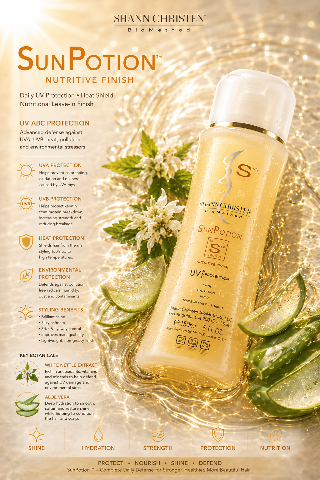 SunPotion protection guide with UVA UVB heat and environmental protection